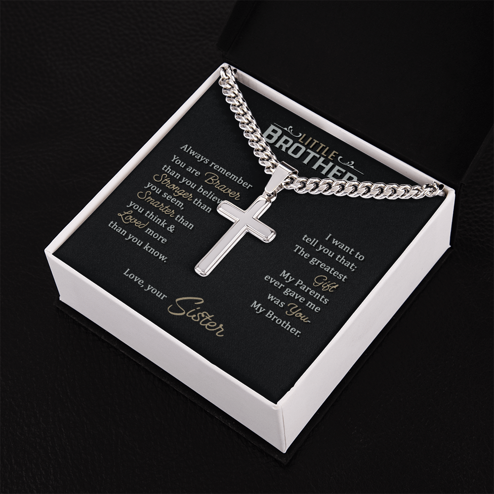 Cuban Link Chain with Engraved Artisan Cross