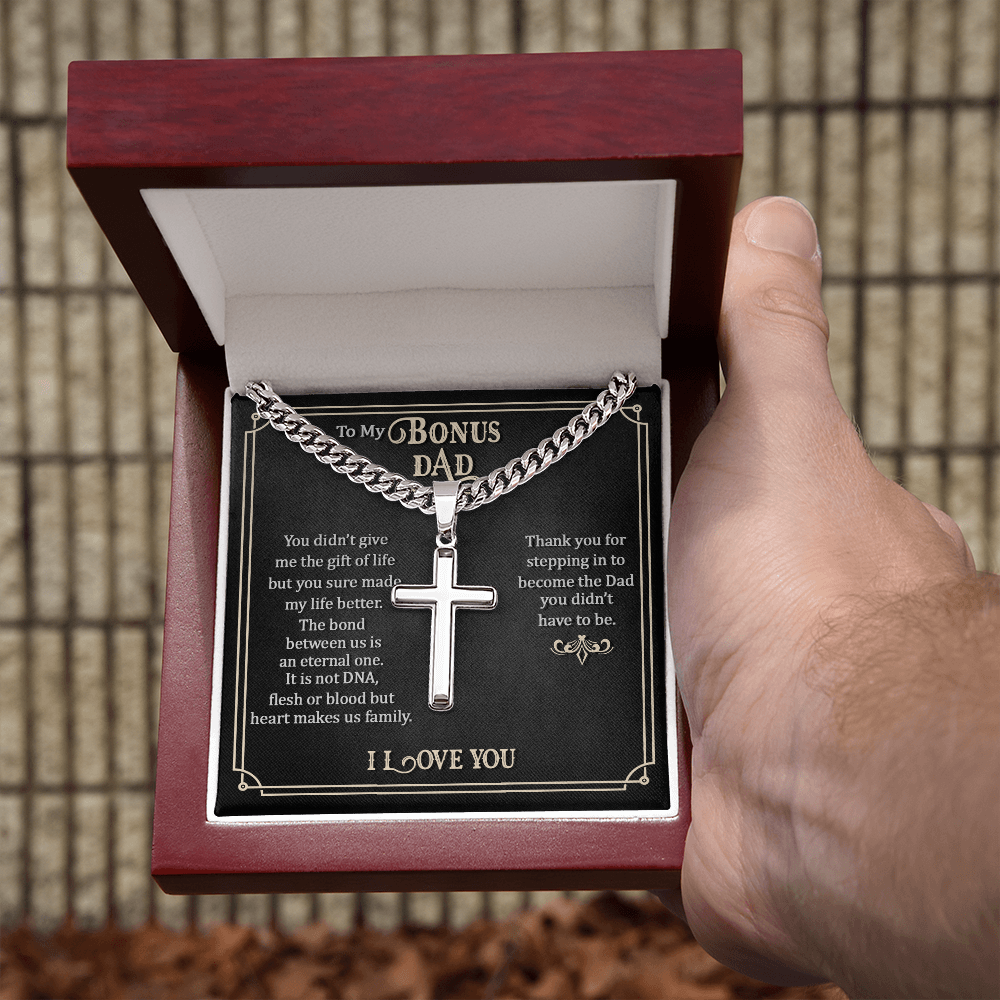 Cuban Link Chain with Engraved Artisan Cross