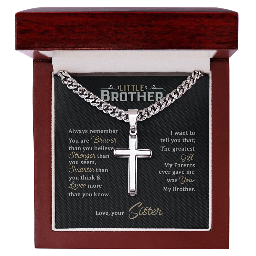 Cuban Link Chain with Engraved Artisan Cross