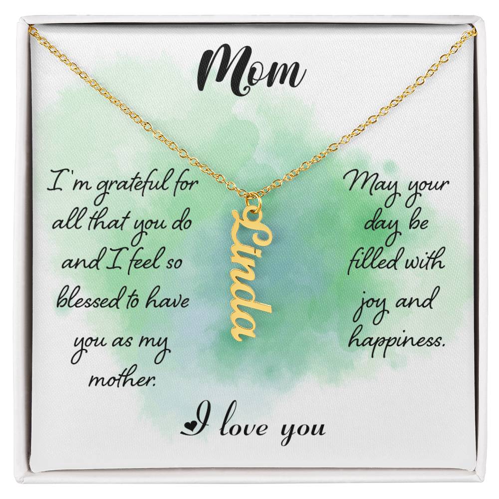 Vertical Name Necklace W/MC