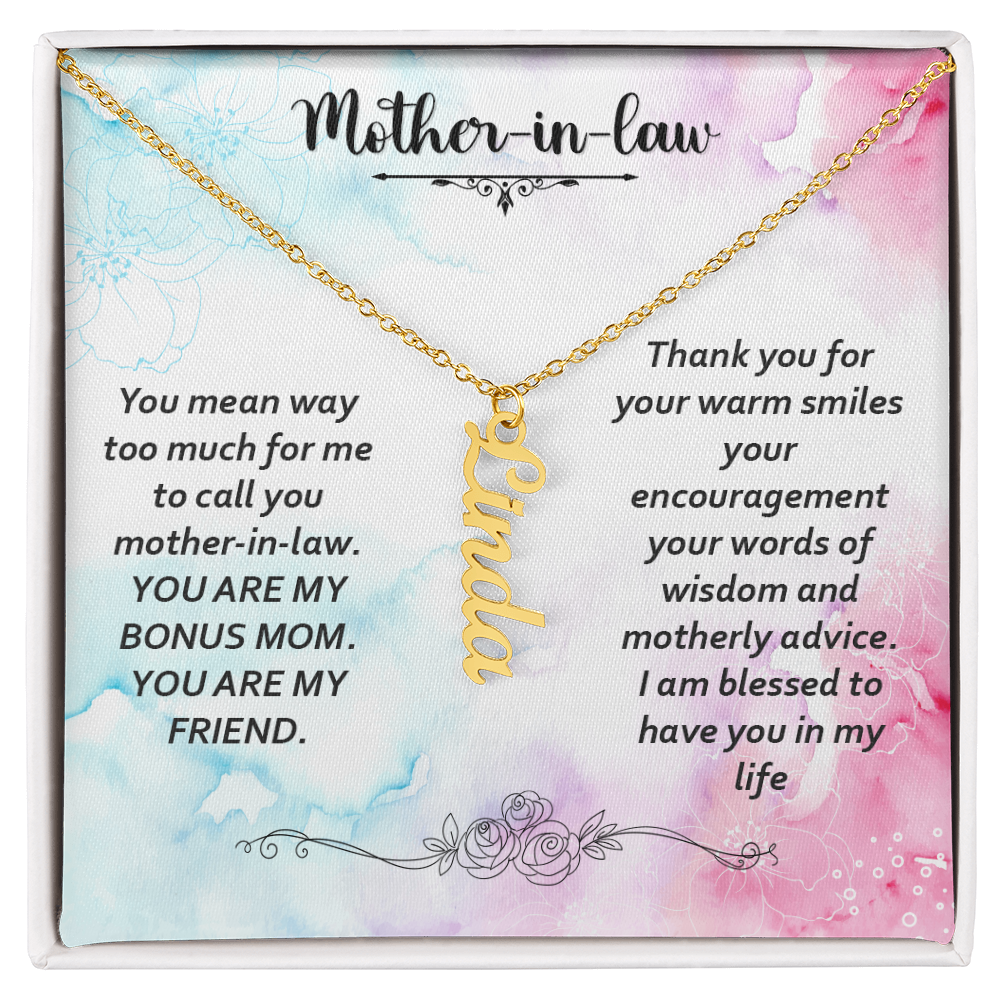 Vertical Name Necklace W/MC