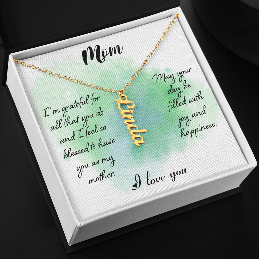 Vertical Name Necklace W/MC