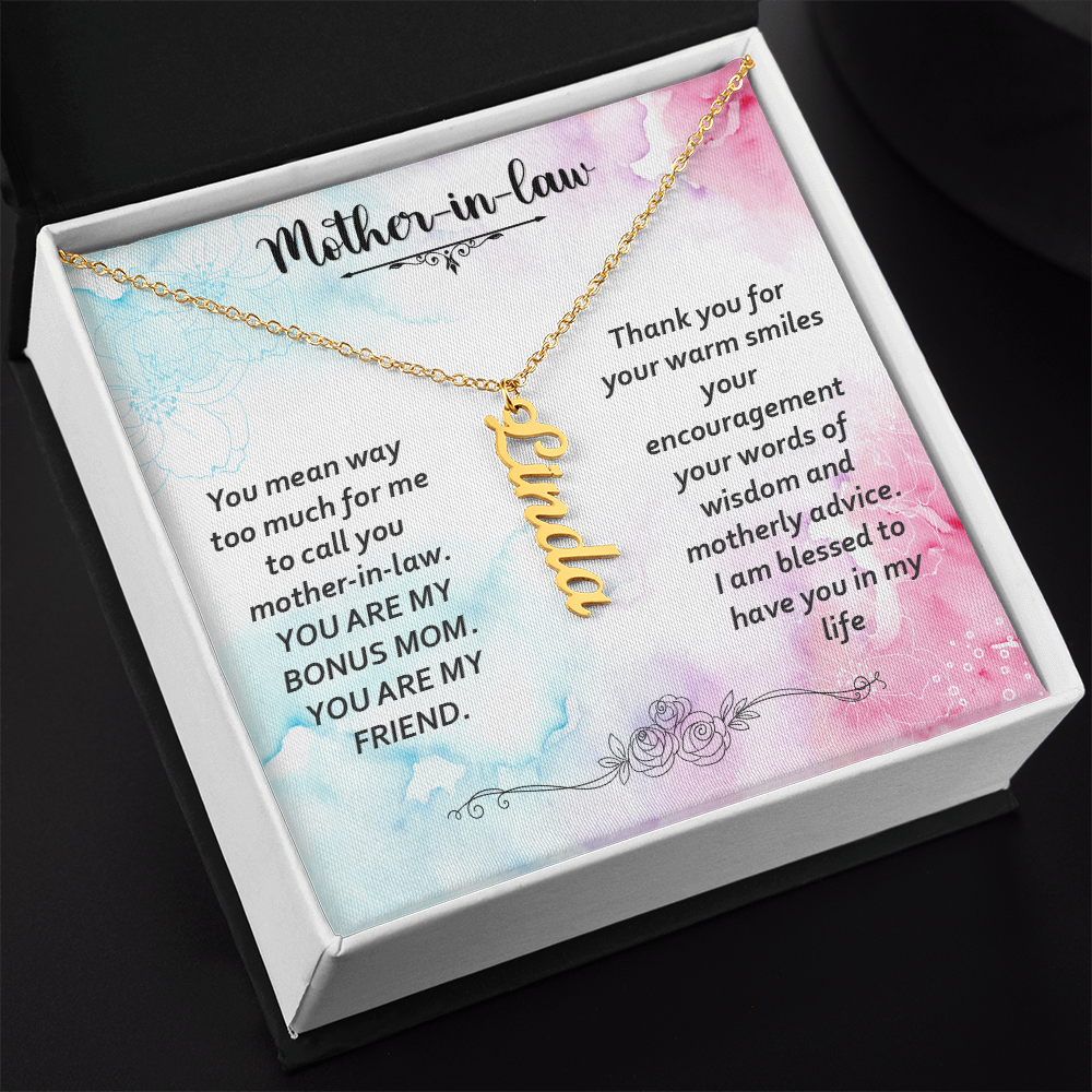 Vertical Name Necklace W/MC