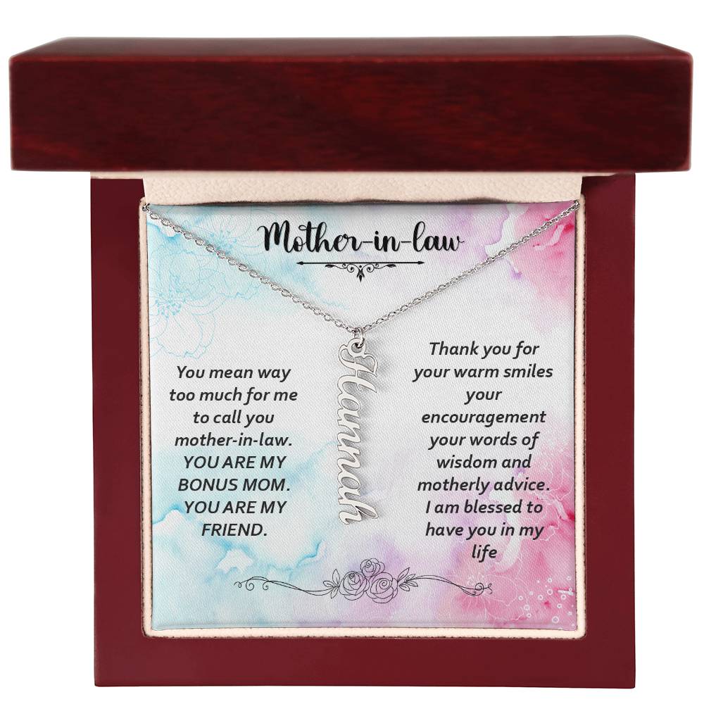 Vertical Name Necklace W/MC