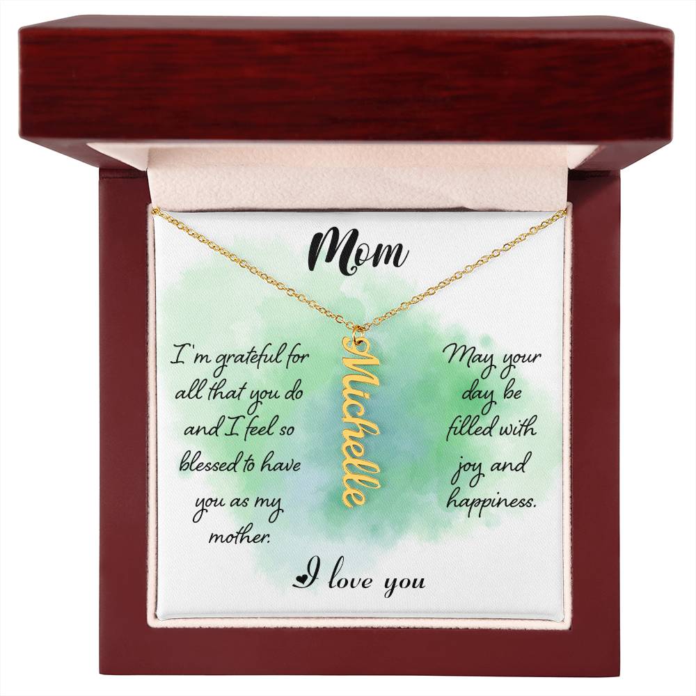 Vertical Name Necklace W/MC