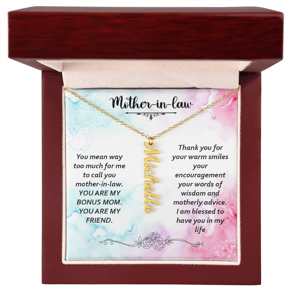 Vertical Name Necklace W/MC