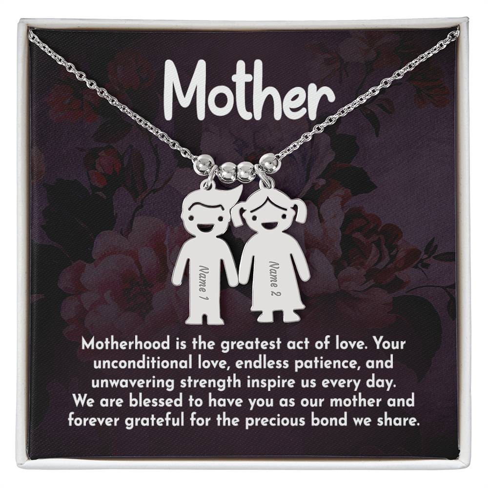 Engraved Kid Charm Necklace